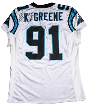 1999 Kevin Greene Game Used & Signed Carolina Panthers Road Jersey (Beckett)